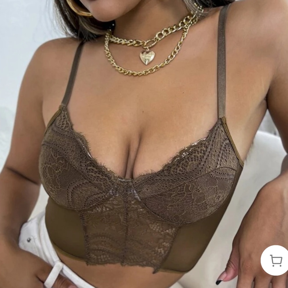 Elegant Brown Lace Bralette